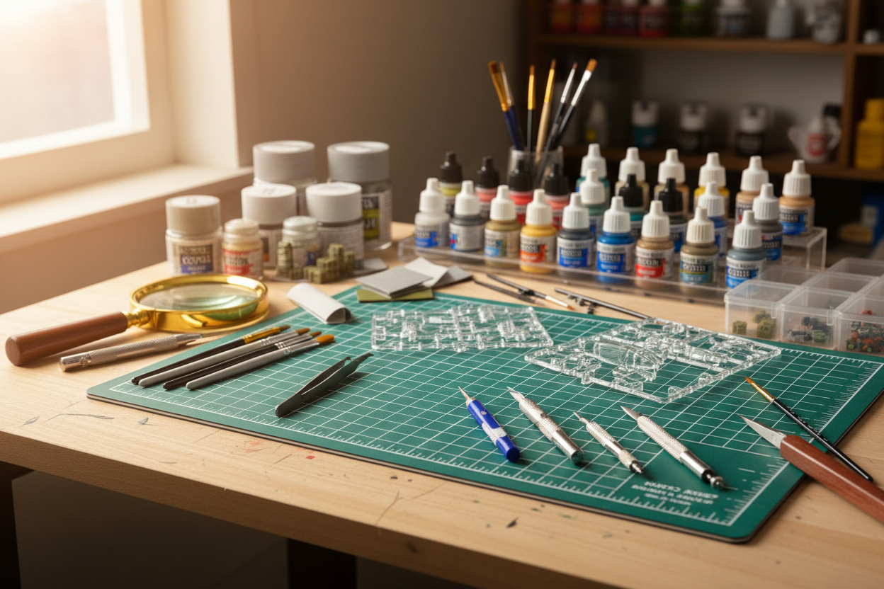 Model Building & Collectibles: Tools, materials, and accessories for hobbyists who love precision and detail. (make it real photo)